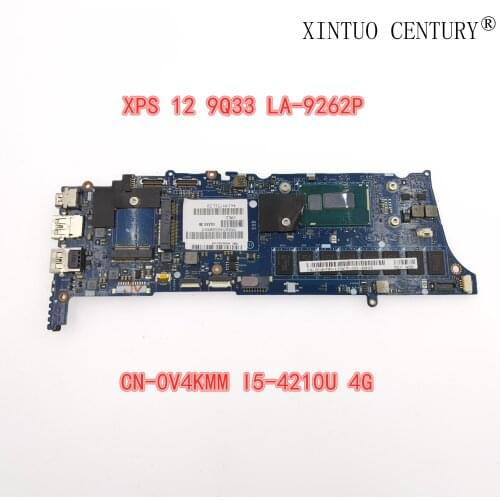 VAZA0 LA-9262P V4KMM 0V4KMM CN-0V4KMM W/ i5-4210U CPU & 4GB Memory Test work JOUTNDLN FOR Dell XPS 12 9Q33 Laptop Motherboard