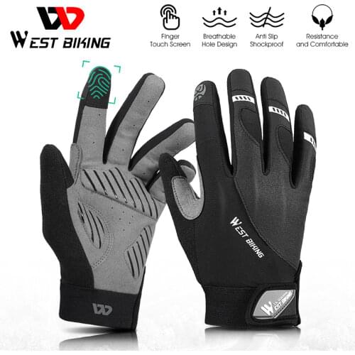 WEST BIKING Touch Screen Bike Gloves MTB Road Bicycle Gloves Men Women Riding Racing Gym Fitness Non-slip Sports Cycling Gloves
