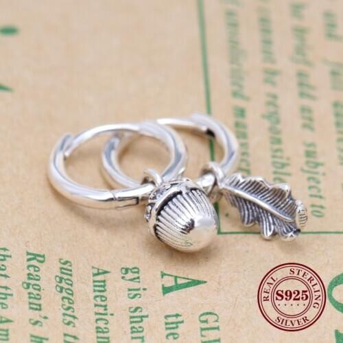 Valentines Day Original 925 Sterling Silver Acorns Falling Leaves Creative Leaf Earrings For Women Gift Jewelry