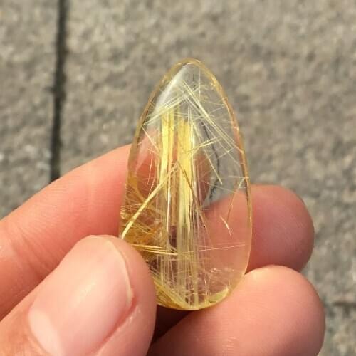 1pc Natural rutilated quartz crystal water drop shape pendant