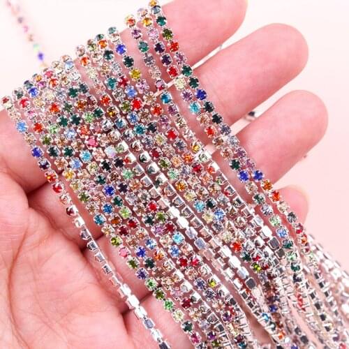 10 Yard /Roller Many Color Rhinestone Cup Chain For DIY Sew on Garment Bags Decorations Sewing Trim Crystal Clothes Accessories