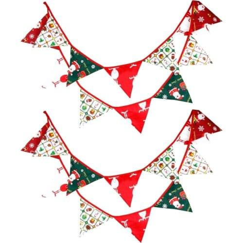 3.2M Christmas Bunting Banner Kit–Fabric Reusable Xmas Pennant Flag Triangle