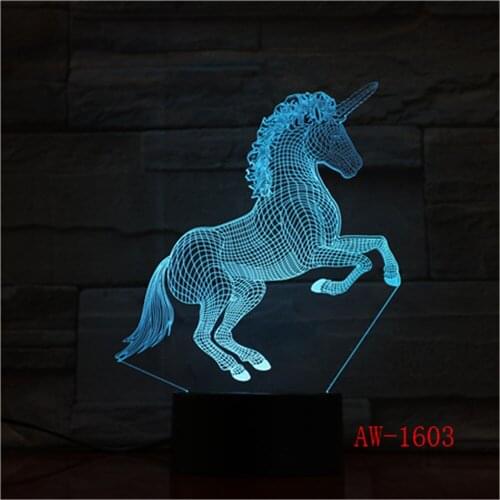 Unicorn Romantic Gift 3D LED Table Lamp 7 Color Change Night Light Room Decor Lustre Holiday Girlfriend Kids Toys AW-1603