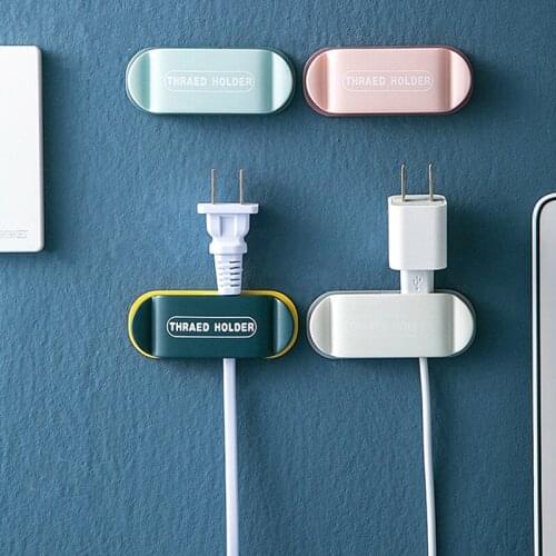 4pcs Nail-free Plug Holder Storage Rack Wall Tool Hooks Kitchen Socket Plug Hooks Securing Clip Power Holder Hanger Accessories