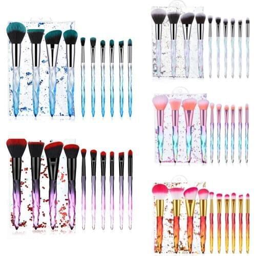 5/7/10pcs Fashion Diamond Crystal Handle Makeup Brushes Powder Blush Foundation Brushes Soft Eyeshadow Brush Beauty Kit Tools