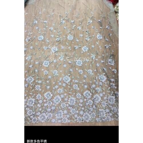 5yards/bag ZC100# Mixed color rattan flower embroidery high-end French fabric for wedding dress fashion dinner