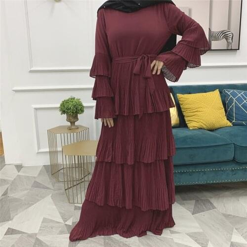 Abaya Dubai Kaftan Muslim Women Maxi Dress Ruffle Layered Jilbab Turkish Caftan Islamic Clothing Arab Robe Ramadan Eid Abayas