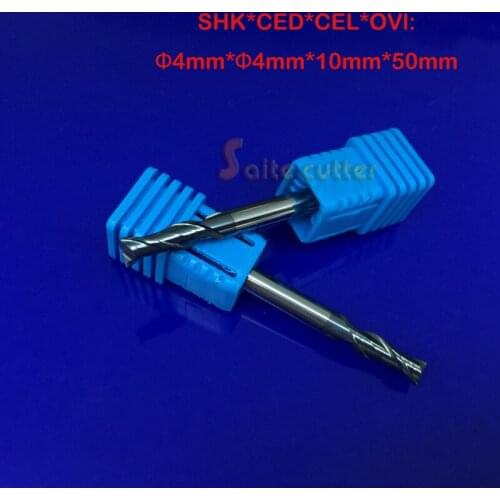 Free Shipping 5PCS solid carbide 4X4X10X50mm 4mm diameter 2 flutes HRC 55 CARBIDE for Stainless steel NANO