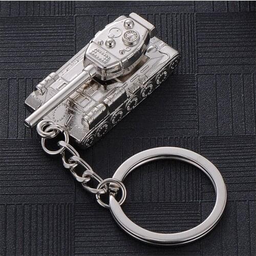 FREE SHIPPING by FEDEX 50pcs/lot New Metal Mini 3D Tank Keychains Zinc Alloy Tank Shaped Keyrings for Men Gifts
