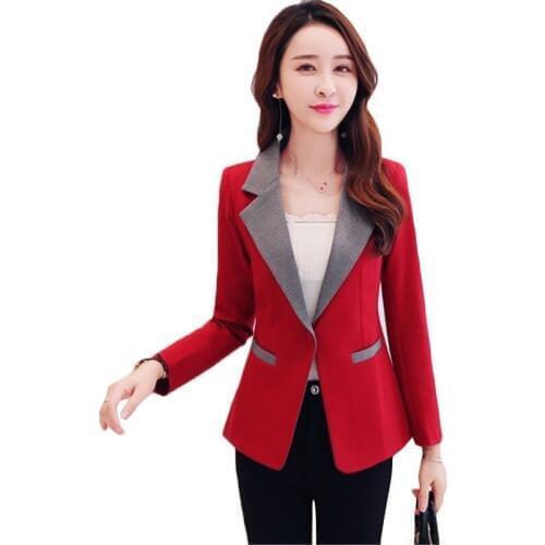 Spring Autumn Suit coat Women Long Sleeves Slim Blazer Coats For Womens Temperament Short Plus size Blazers Outerwear 3XL F647