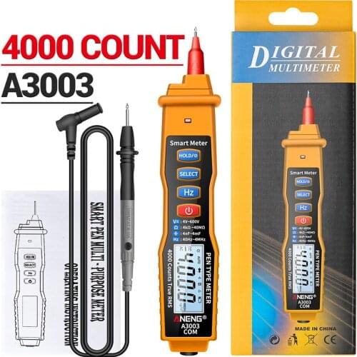 Digital Multimeter Non Contact Pen Type Meter 4000 Counts with AC/DC Voltage Resistance Capacitance Hz Tester Tool A3003