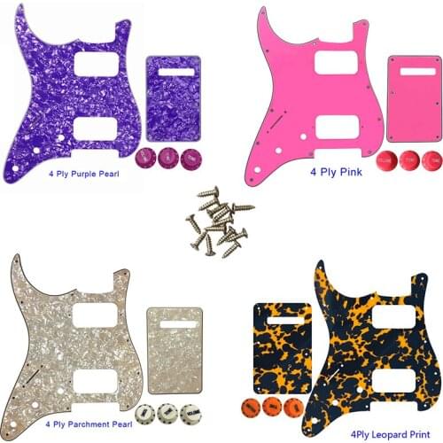 Guitar Parts - For US Left Handed 11 Screw Hole Standard Strat ST HH Humbucker Guitar Pickguard & Back Plate & Control Knob
