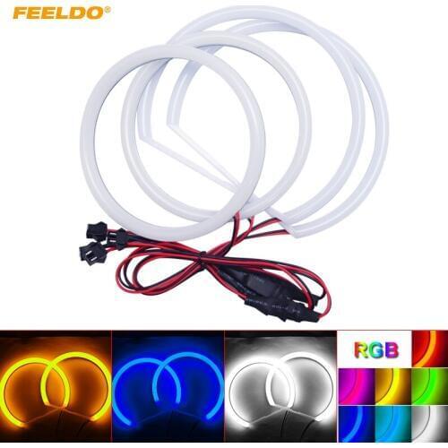 FEELDO 2X120mm 2X146mm Car Xenon Cotton Angel Eyes Halo Ring Light DRL For Mitsubishi Lancer Non Projector Headlight #HQ986