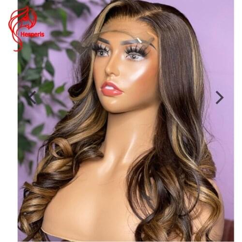 Hesperis Blonde Highlight Human Hair Wigs Pre plucked Brazilian Remy 5.5x4.5 Pu Silk Base Closure Wigs Highlight For Black Women