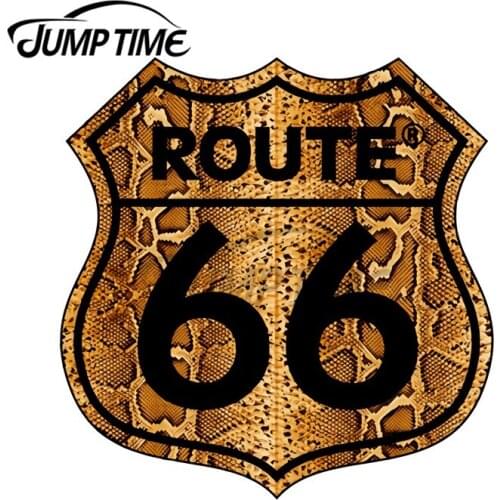 JumpTime 13 x 11.5cm Vintage Route 66 US Sign in Snakeskin Fine Car Stickers Vinyl Car Wrap Decal Waterproof VAN RV Decoration