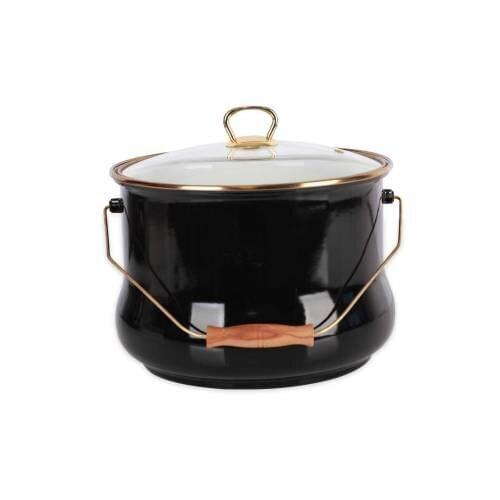 ACAR QUALİTA 24 CM ENAMEL BUCKETS, BLACK-GOLD 3 LİTER