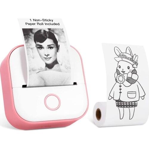 Pocket Printer Mini Portable Wireless Bluetooth Thermal Printer 50-53mm Black and White Printing Phone Printer for Journal #R40