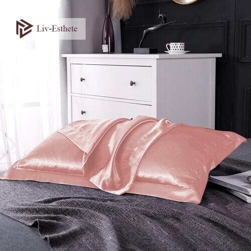 Liv-Esthete 2020 100% Satin Silk Luxury Pillowcase Wholesale Queen King 19 Color Silky Healthy Square Pillow Case Pillow Cover