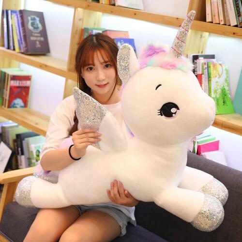 Cute unicorn plush toy rainbow plush stuffed animal soft doll baby kids sleep appease doll birthday gift for girl