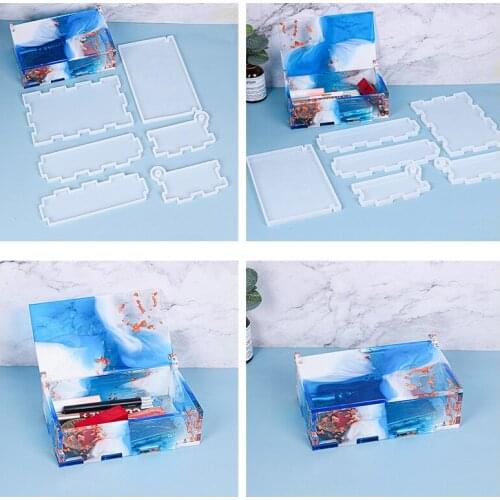 Multifunctional Storage Box Silicone Mold For DIY Epoxy Resin Drop Glue Mold Casting Cosmetics Storage Box Mold Handmade Crafts