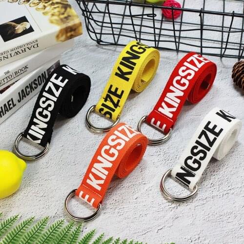 Trendy Canvas Embroidered Mens Womens Belts Double Buckle All-Match European American Fashion Extended Student Waistband