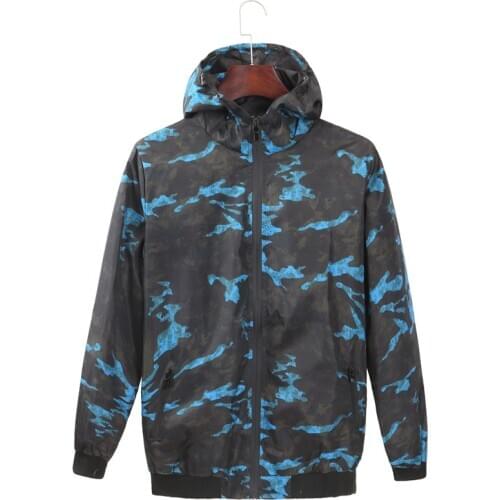 Mens Youth Fashion Camouflage Jacket Spring And Autumn Casual Mens Jacket Thin Loose Hooded Jacket Multicolor Zipper Jacket