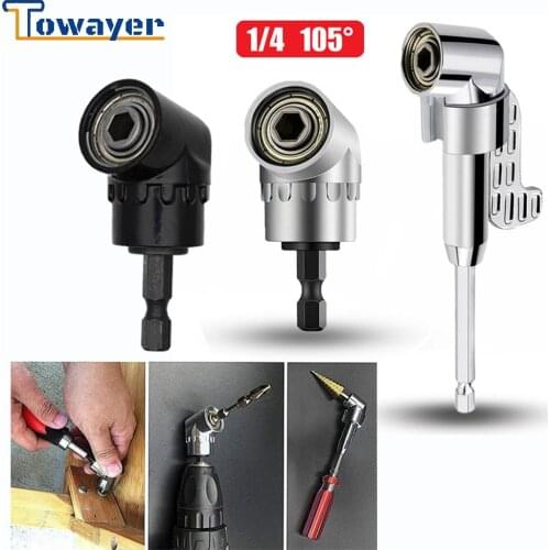Towayer 105 Angle Screwdriver Set Socket Holder Adapter Adjustable Bits Drill Bit Angle Screw Driver Tool 1/4'' Hex Bit Socket