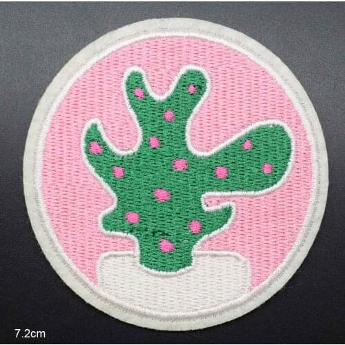 Pink Bee Cactus Iron On Patch Embroidered Clothes Patch For Clothing Woman Clothes Stickers Garment Apparel Accessories