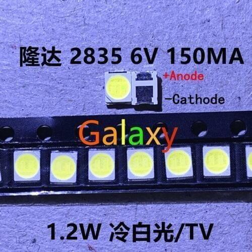 100PCS Original LEXTAR 2835 3528 1210 6V 2W SMD LED For Repair TV Backlight Cold white LCD Backlight LED