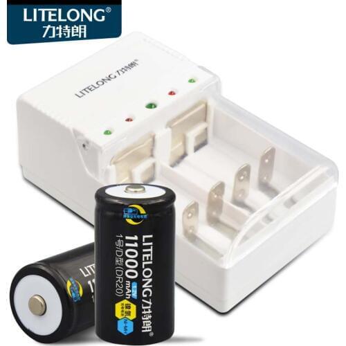 2pcs x High capacity Ni-MH 11000mAh D Rechargeable Battery+Universal Charger for 9v/AA/AAA C D Size Ni-MH Rechargeable Battery