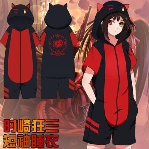 Adult Tokisaki Kurumi Cos DATE A LIVE Siamese Pajamas Cosplay Costume Girl Home Clothes Tokisaki Kurumi Jumpsuits Pajamas Sleepw