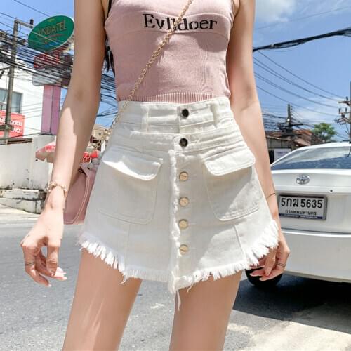 White Denim Shorts Skirts Women Single Breasted Loose Plus Size High waist Jeans Shorts Female A-Line Wide leg Short Jeans 5XL