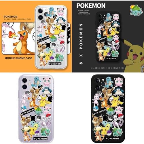 Pokemon Pikachu Cartoon Phone Case for IPhone12 11 7 8 11PRO 11PROMAX 7 8PLUS Transparent Silicone Case
