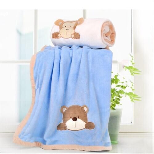 Super Soft Coral Fleece Baby Blanket Infant Crib Bedding Cartoon Monkey/Rabbit/Bear Blanket Newborn Gift For Boy Girl 100*80cm