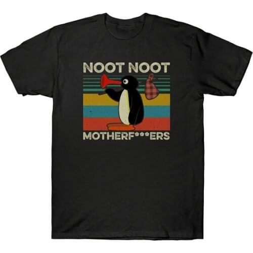 Penguin Noot Noot Motherfvkers Vintage Funny T-Shirt Men Retro Black Cotton Tee