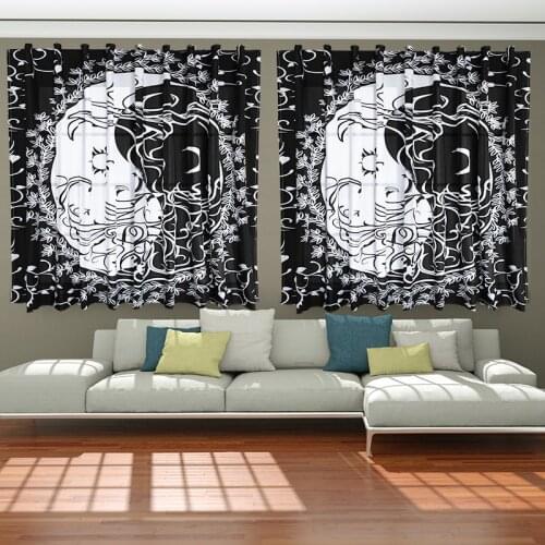 3D Velcro Curtains For The Room Living Room Hall Bedroom Decoration Moon Window Curtain Interior For Home Kitchen Shower Set