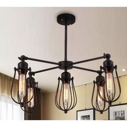 American Loft Iron Pendant Light Black Restaurant Bar Hair Net Cafe Cafe Wrought Droplight Drop deco chambre