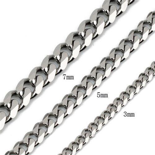 Women WomenS Neck MenS Chain 5mm / 7mm Stainless Steel Chain Silver Necklace Jewelry Gift Kpop Goth Aesthetic Accessory 2021