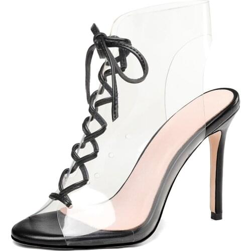 2021 Summer New Sexy Peep toe Ankle Strap Womens shoes Sandals Fashion Stilettos heels Ladylike Black Party shoes Big size 45