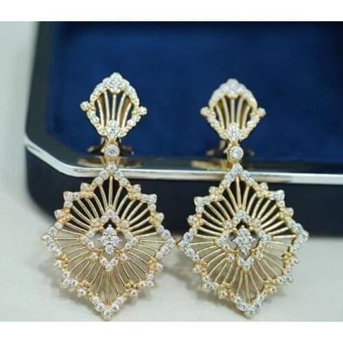 S.EAST SUN S925 silver mesh hollowed out jewel earrings for womens wedding fashion jewelry party gifts Italian craft