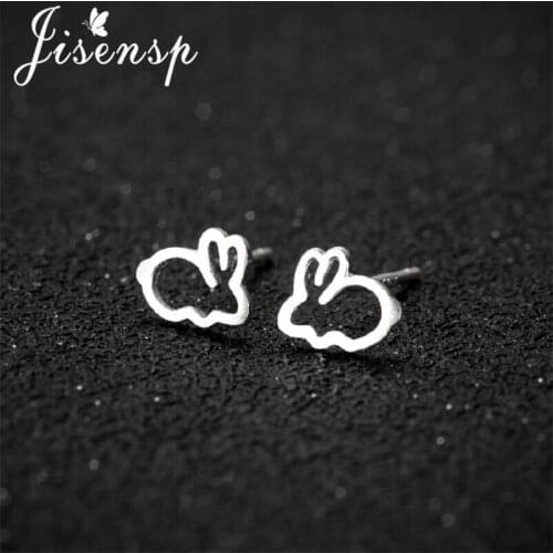 Jisensp Korea Fashion Simple Hollow Rabbit Earrings Fairy Tale Alice 925 Sterling Silver Bunny Earrings Fine Jewelry Gift