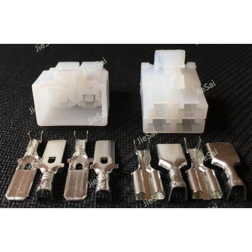 4 Pin DJ7042A-6.3-11 DJ7042A-6.3-21 6.3 Series PA66 Female And Male Electric Plug Connector