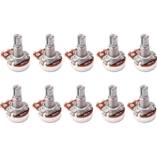 10Pcs Guitar Bass Volume Tone Control Pots Potentiometer Switch A100K