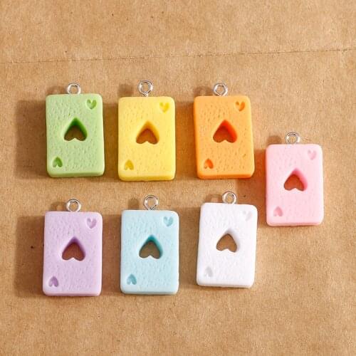 10pcs/lot 14*25mm Resin Heart Playing Cards Charms Pendants for Necklaces Bracelets DIY Charms Free Shipping Auction