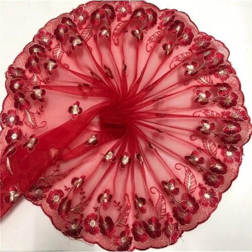 14Yards Flower Embroidered Floral Tulle Lace Trim Ribbon Wedding Sewing crafts DIY 21cm