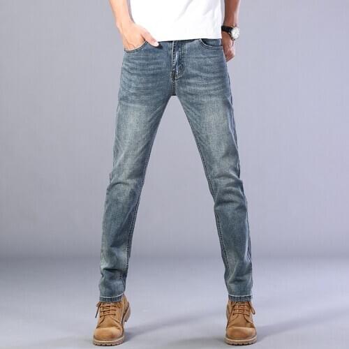 2020 Sulee Brand Jeans Men Spring Autumn Slim Denim Jeans Men Cotton Elastic Denim Pants Cowboy Trousers