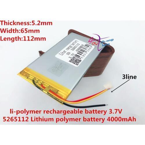 3 line 5265112 Real Capacity 4000mAh Li-ion 3.7V Rechargeable Battery Lithium Polymer Mobile Backup Power Digital Product