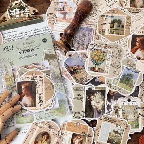 45Pcs/pack Vintage Tag Sticker Label Scrapbooking Creative DIY Diary Journal Decorative Adhesive Sticker Stationery Supplies