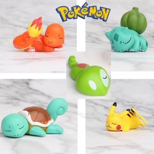 5pcs Pokemon Puppet Original Doll Figurie Anime Action Figure Pikachu Cake Ornament Party Decoration Toy Model Kid Birthday Gift