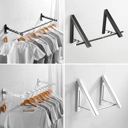Alumimum Folding Clothes Hanger Hotel Wall-mounted Bathroom Drying Rack Household Retractable Invisible Clothes Rail Drying Rack